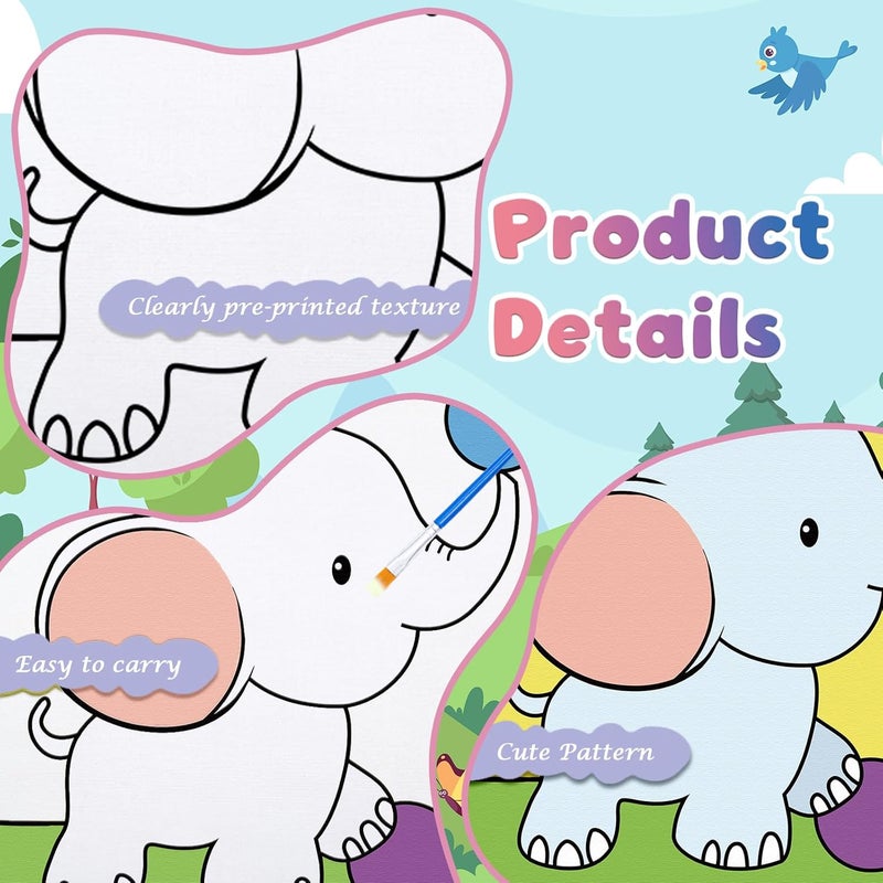 Anseal 12 Packs Pre Drawn Canvas to Paint, 4" X 4" Animal Pre-Printed Canvas Paint Party, Stretched Outline Painting Boards for Beginners, Party Favor - Image 4